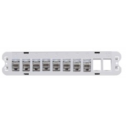 Bandeau équipé de 8 connecteurs Keytones RJ45 grade 3TV Cat. 6A blindés